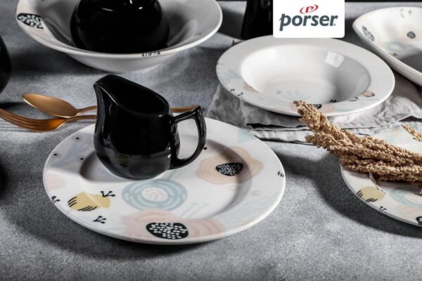 ⁦طقم عشاء  45 قطعة مدور، ماركة بورسر التركية، خامه ستون وير⁩ - الصورة ⁦2⁩