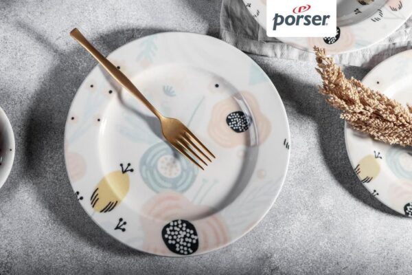 ⁦طقم عشاء  45 قطعة مدور، ماركة بورسر التركية، خامه ستون وير⁩ - الصورة ⁦7⁩