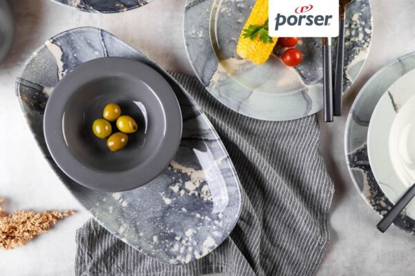 ⁦طقم عشاء  45 قطعة مدور، ماركة بورسر التركية، خامه ستون وير⁩ - الصورة ⁦9⁩