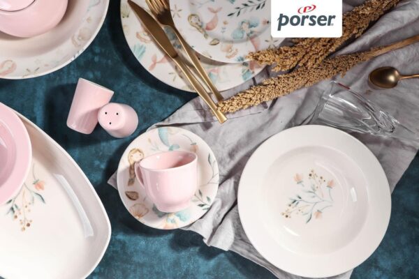 ⁦طقم عشاء  45 قطعة مدور، ماركة بورسر التركية، خامه ستون وير⁩ - الصورة ⁦10⁩